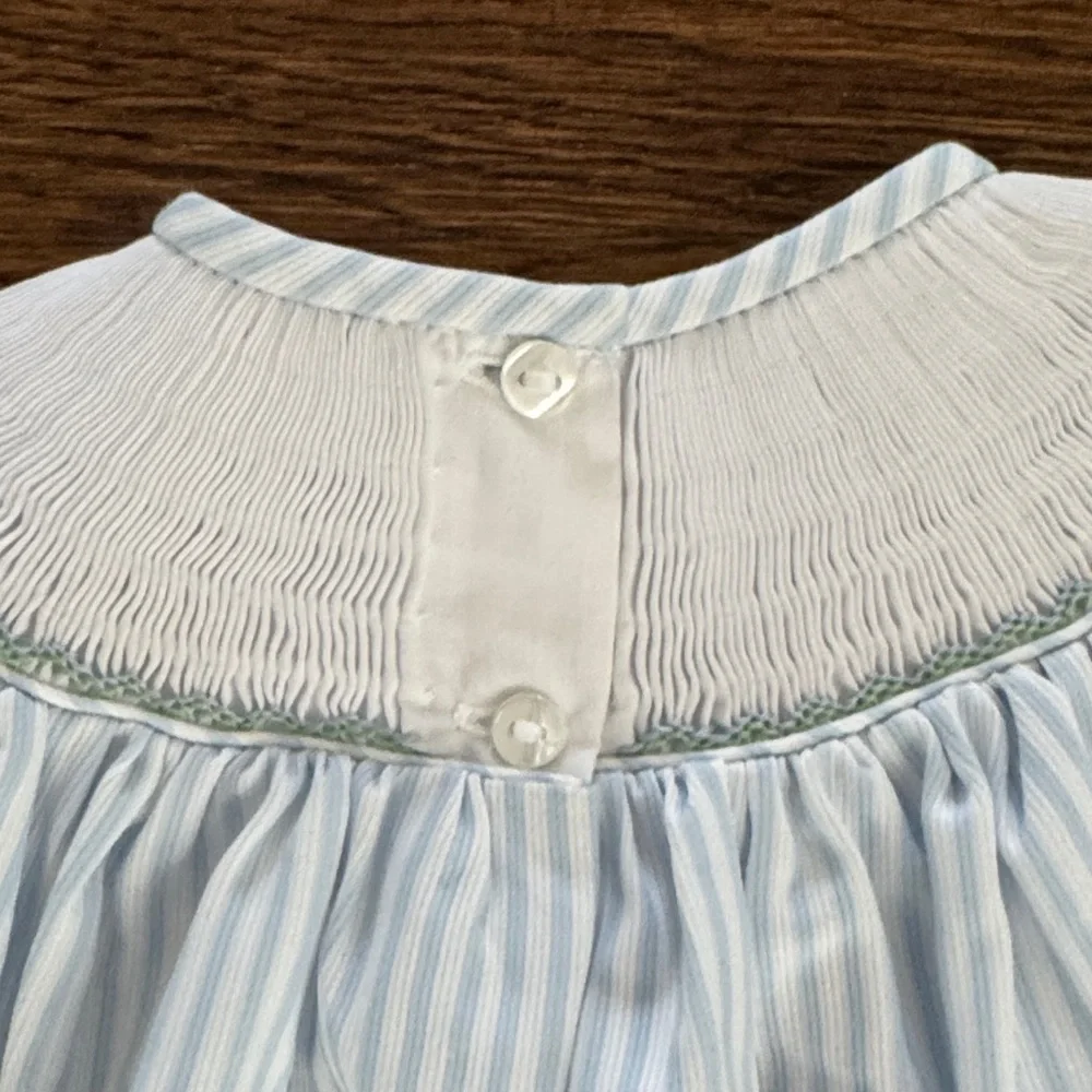 Ruth And Ralph Blue Stripe Floral Smocked Helen Dress - Picture 14 of 16
